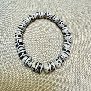 Stretch Skull Beaded Novelty Bracelet Halloween Goth Biker